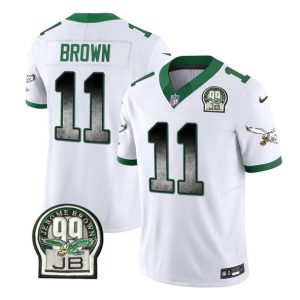 Philadelphia Eagles #11 A. J. Brown White 2023 F.U.S.E. Throwback Vapor Untouchable Limited Stitched Jersey