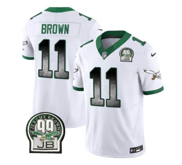 Philadelphia Eagles #11 A. J. Brown White 2023 F.U.S.E. Throwback Vapor Untouchable Limited Stitched Jersey