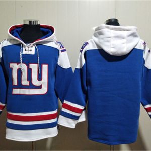 New York Giants Blank Blue Lace-Up Pullover Hoodie