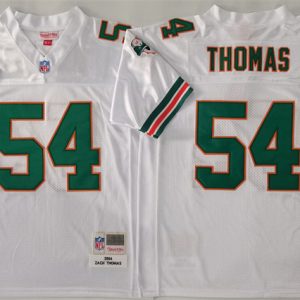 Miami Dolphins #54 Zach Thomas White Throwback Stitched Football Jersey