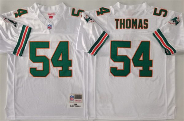 Miami Dolphins #54 Zach Thomas White Throwback Stitched Football Jersey