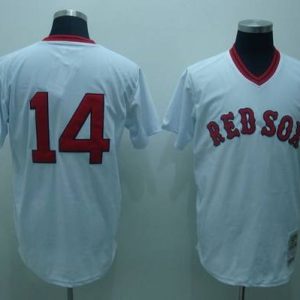 Mitchell And Ness Red Sox #14 Jim Rice Stitched White Throwback Jersey