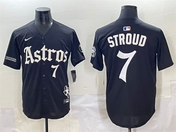 Houston Astros #7 C.J. Stroud Black Gothic 'Houston Born Barrio Raised' Limited Stitched Jersey