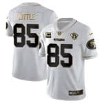 San Francisco 49ers #85 George Kittle White Gold 75th Anniversary With C Patch Stitched Jersey