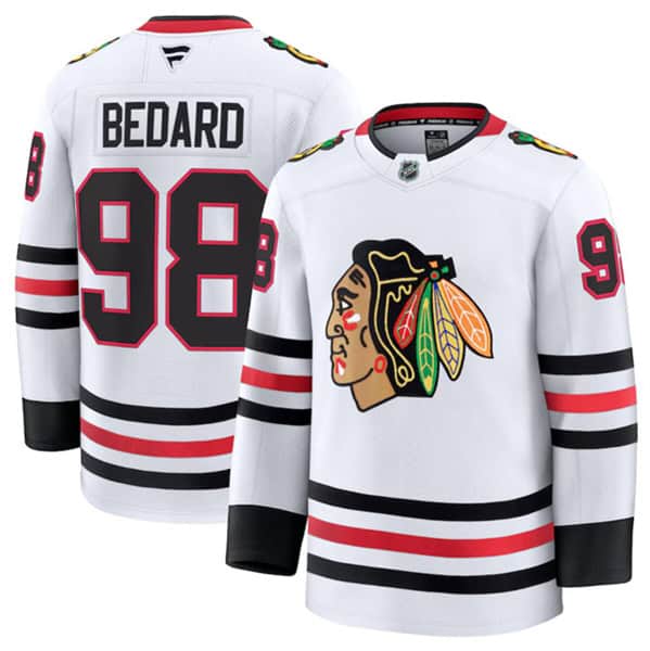 Chicago Blackhawks #98 Connor Bedard White 2024-25 Away Stitched Jersey