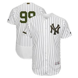 New York Yankees #99 Aaron Judge White Majestic 2018 Memorial Day Authentic Collection Flex Base Stitched Jersey