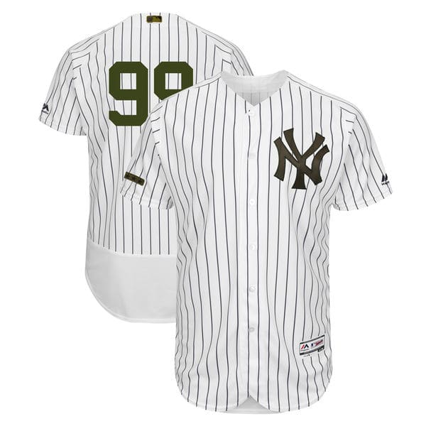 New York Yankees #99 Aaron Judge White Majestic 2018 Memorial Day Authentic Collection Flex Base Stitched Jersey