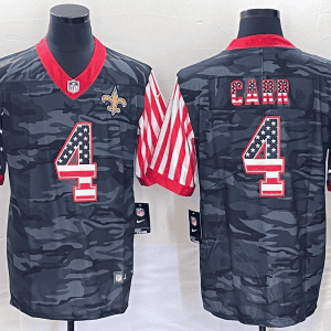New Orleans Saints #4 Derek Carr Camo USA Flag Limited Stitched Jersey