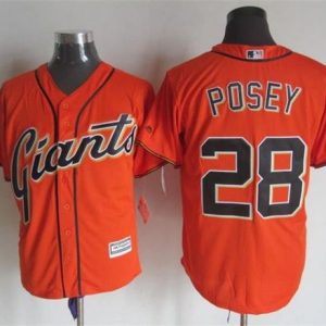 Giants #28 Buster Posey Orange Alternate New Cool Base Stitched Jersey