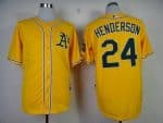 Athletics #24 Rickey Henderson Yellow Cool Base Stitched Jersey