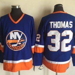 Islanders #32 Thomas Baby Blue CCM Throwback Stitched Jersey