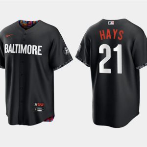 Baltimore Orioles #21 Austin Hays Black 2023 City Connect Cool Base Stitched Jersey