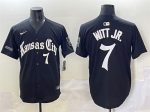 Kansas City Royals #7 Bobby Witt Jr. Black 'Gothic Crown Edition' Vapor Premier Limited Stitched Jersey