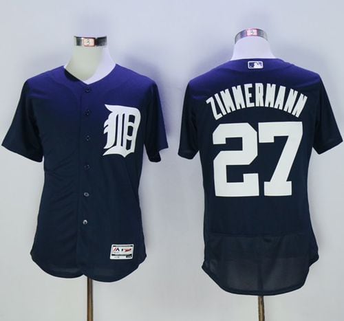 Tigers #27 Jordan Zimmermann Navy Blue Flexbase Authentic Collection Stitched Jersey