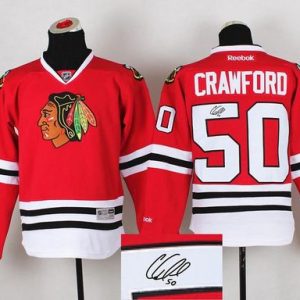 Blackhawks #50 Corey Crawford Red Autographed Stitched Jersey