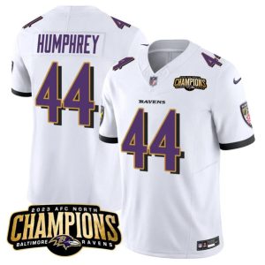 Baltimore Ravens #44 Marlon Humphrey White 2023 F.U.S.E. AFC North Champions Vapor Limited Jersey