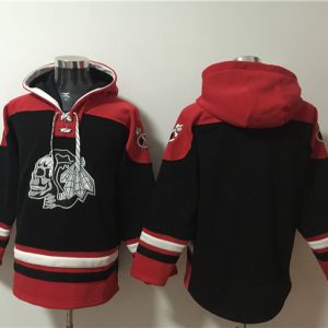 Chicago Blackhawks Blank Black Lace-Up Pullover Hoodie
