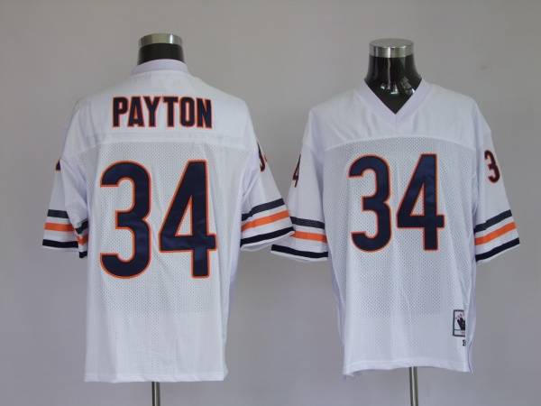 Mitchell Ness Bears #34 Walter Payton White Stitched Throwback Jersey