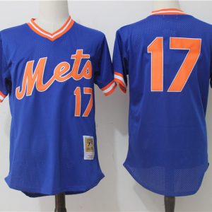 New York Mets #17 Keith Hernandez Mitchell Ness Royal Cooperstown Mesh Batting Practice Stitched Jersey