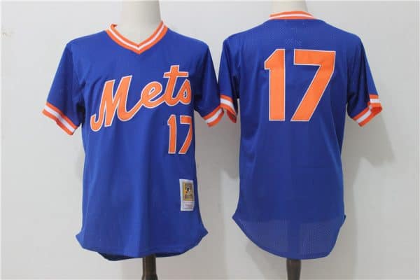 New York Mets #17 Keith Hernandez Mitchell Ness Royal Cooperstown Mesh Batting Practice Stitched Jersey