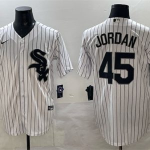 Chicago White Sox #45 Michael Jordan White With Patch Cool Base Stitched Jersey