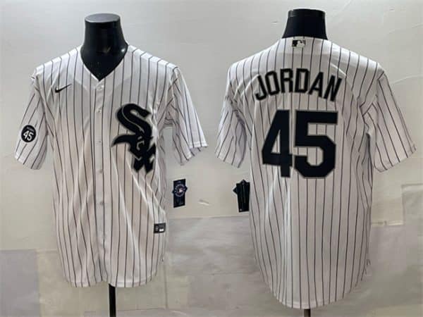 Chicago White Sox #45 Michael Jordan White With Patch Cool Base Stitched Jersey