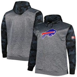 Buffalo Bills Heather Charcoal Big Tall Camo Pullover Hoodie
