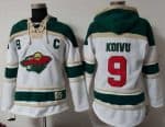 Wild #9 Mikko Koivu White Sawyer Hooded Sweatshirt Stitched Jersey