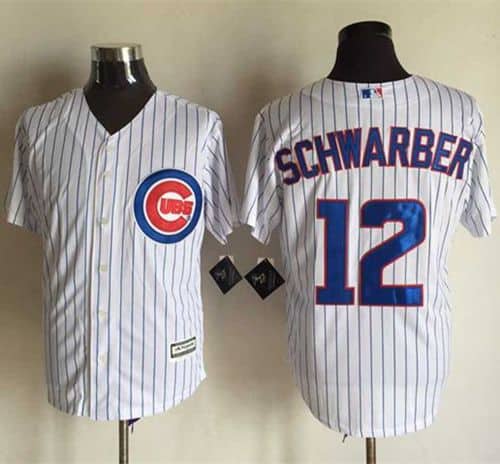 Cubs #12 Kyle Schwarber New White Strip Cool Base Stitched Jersey