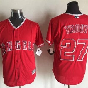 Angels Of Anaheim #27 Mike Trout Red New Cool Base Stitched Jersey