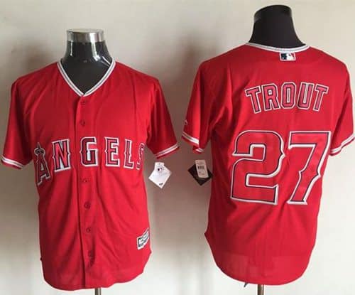 Angels Of Anaheim #27 Mike Trout Red New Cool Base Stitched Jersey