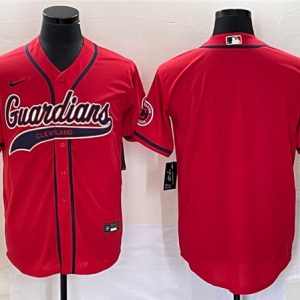 Cleveland Guardians Blank Red With Patch Cool Base Stitched Jersey