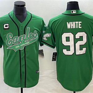 Philadelphia Eagles #92 Reggie White Green With C Patch Cool Base Stitched Jersey