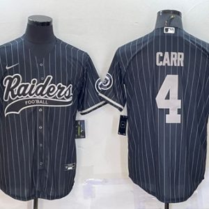 Las Vegas Raiders #4 Derek Carr Black With Patch Cool Base Stitched Baseball Jersey