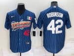 Los Angeles Dodgers #42 Jackie Robinson Navy Mexico Rainbow Cool Base Stitched Baseball Jersey