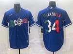 Los Angeles Dodgers #34 Fernando Valenzuela Blue Mexico Stitched Jersey