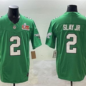 Philadelphia Eagles #2 Darius Slay Jr. Green 2025 Super Bowl LIX Patch F.U.S.E. Throwback Vapor Untouchable Limited Stitched Jersey