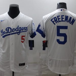 Los Angeles Dodgers #5 Freddie Freeman White City Connect Flex Base Stitched Jersey