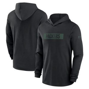 Green Bay Packers Black Sideline Performance Hoodie