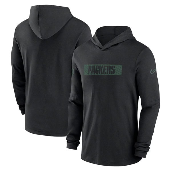Green Bay Packers Black Sideline Performance Hoodie
