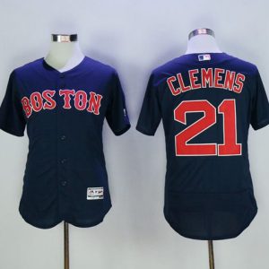 Red Sox #21 Roger Clemens Navy Blue Flexbase Authentic Collection Stitched Jersey