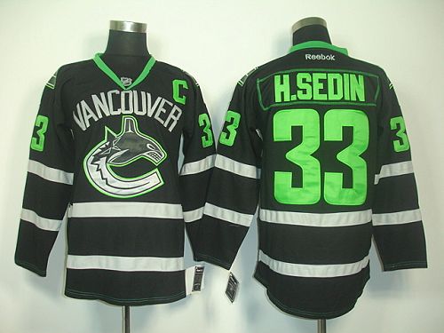 Canucks #33 Henrik Sedin Black Ice Stitched Jersey