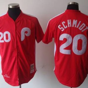 Mitchell And Ness Phillies #20 Mike Schmidt Red Stitched Jersey