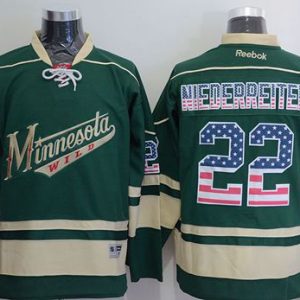 Wild #22 Nino Niederreiter Green USA Flag Fashion Stitched Jersey