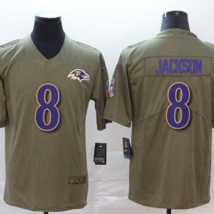 Baltimore Ravens #8 Lamar Jackson Camo Salute To Service Stitched Jersey