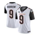 Cincinnati Bengals #9 Joe Burrow 2023 F.U.S.E. White With 4-Star C Patch Vapor Untouchable Limited Stitched Jersey