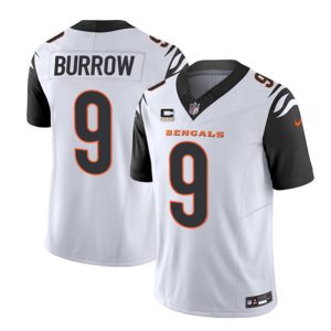 Cincinnati Bengals #9 Joe Burrow 2023 F.U.S.E. White With 4-Star C Patch Vapor Untouchable Limited Stitched Jersey