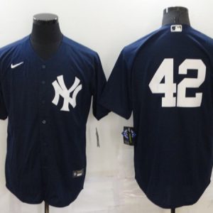 New York Yankees #42 Mariano Rivera Navy Cool Base Stitched Baseball Jersey