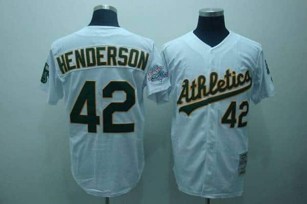 Mitchell And Ness Athletics #42 Dave Henderson Stitched White Throwback Jersey
