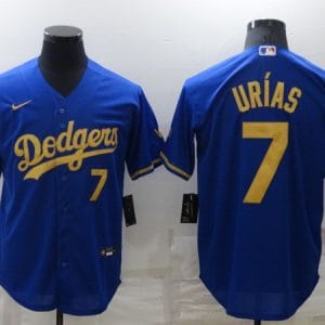 Los Angeles Dodgers #7 Julio Urias Royal Gold Cool Base Stitched Baseball Jersey